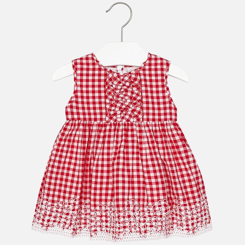 Mayoral 1963-14 Sukienka vichy haft  kolor Czerwony -  - #tag1# - #tag2# - #tag3# - #tag4#