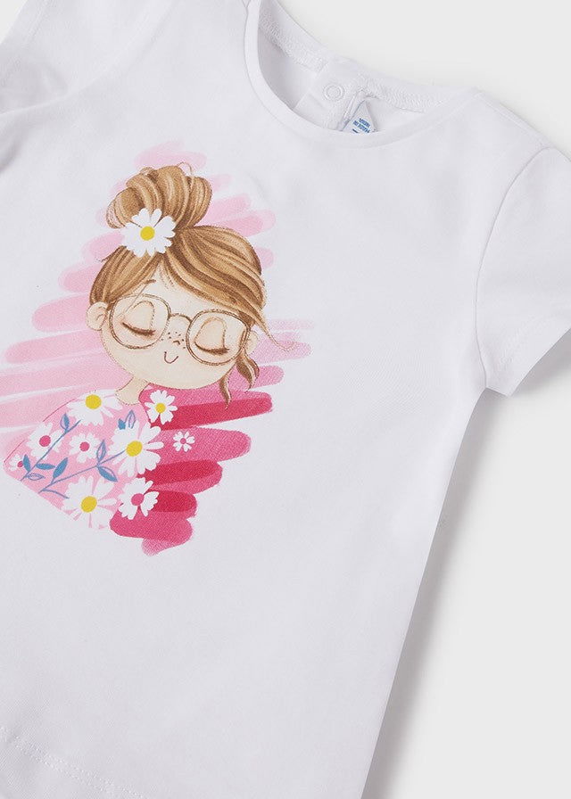 Mayoral 22-01033-055 Koszulka z krótkim rękawem dziewczynka 1033-55 biel/kamelia -  - #tag1# - #tag2# - #tag3# - #tag4#