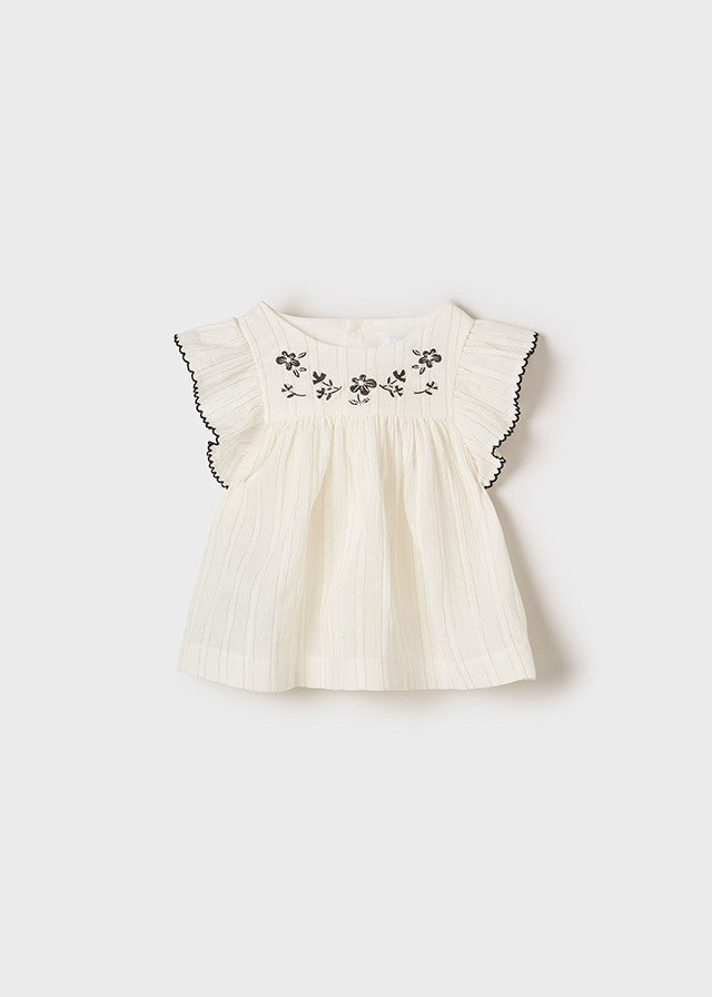 Mayoral 22-01186-003 Bluzka z haftem dziewczynka 1186-3 kremowy -  - #tag1# - #tag2# - #tag3# - #tag4#
