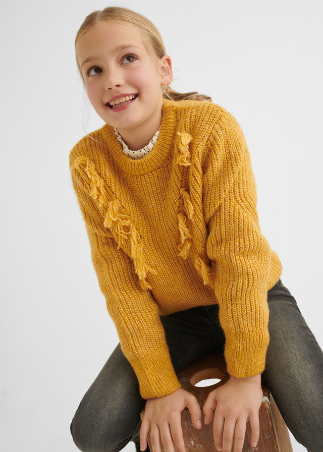 Mayoral 7368-49 Sweter z frędzlami dziewczęcy kolor musztarda -  - #tag1# - #tag2# - #tag3# - #tag4#