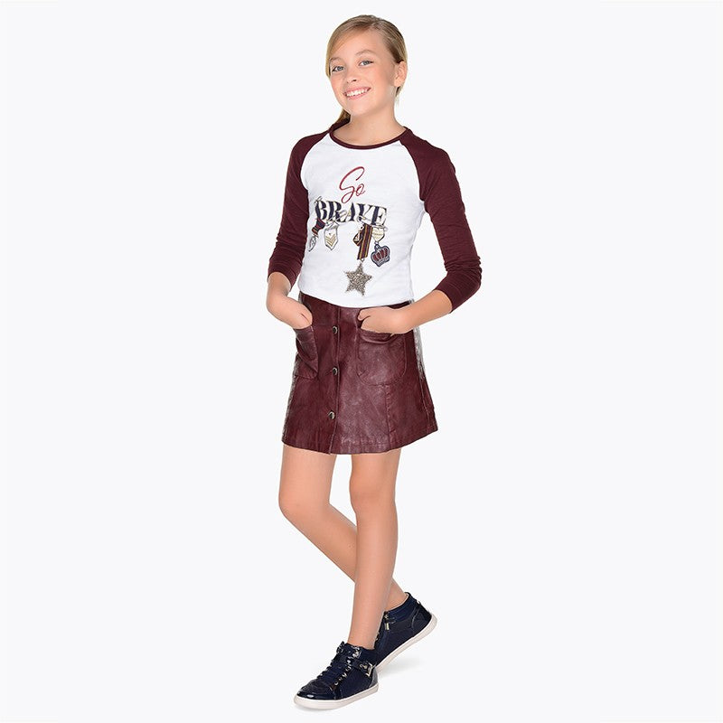Mayoral 7910-35 Spódnica skórzana dziewczęca bordowa -  - #tag1# - #tag2# - #tag3# - #tag4#