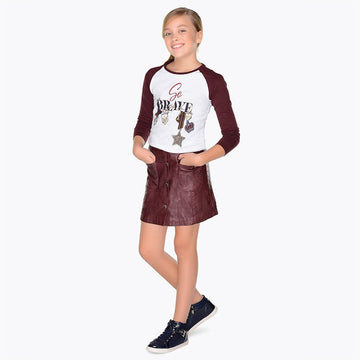 Mayoral 7910-35 Spódnica skórzana dziewczęca bordowa -  - #tag1# - #tag2# - #tag3# - #tag4#