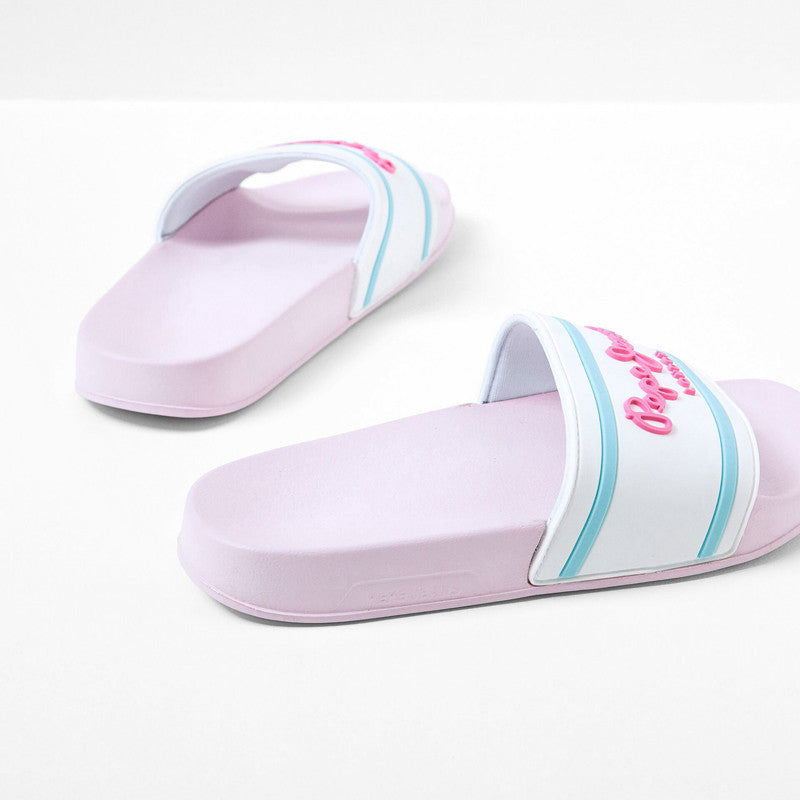 Pepe Jeans Klapki SLIDER LOGO GIRL SS22 junior girl PGS70045-800 WHITE -  - #tag1# - #tag2# - #tag3# - #tag4#