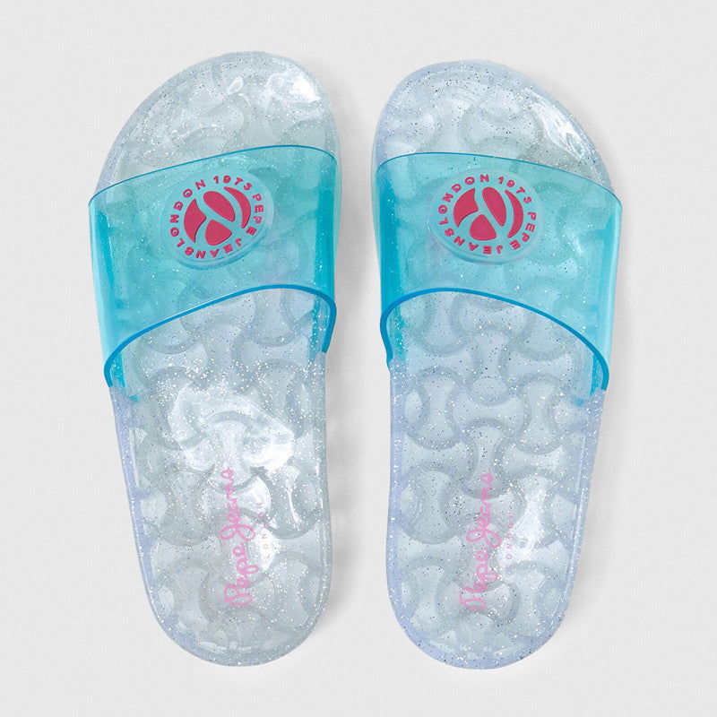 Pepe Jeans Klapki WAVE BADGE junior girl PGS70047-537 TURQUOISE -  - #tag1# - #tag2# - #tag3# - #tag4#