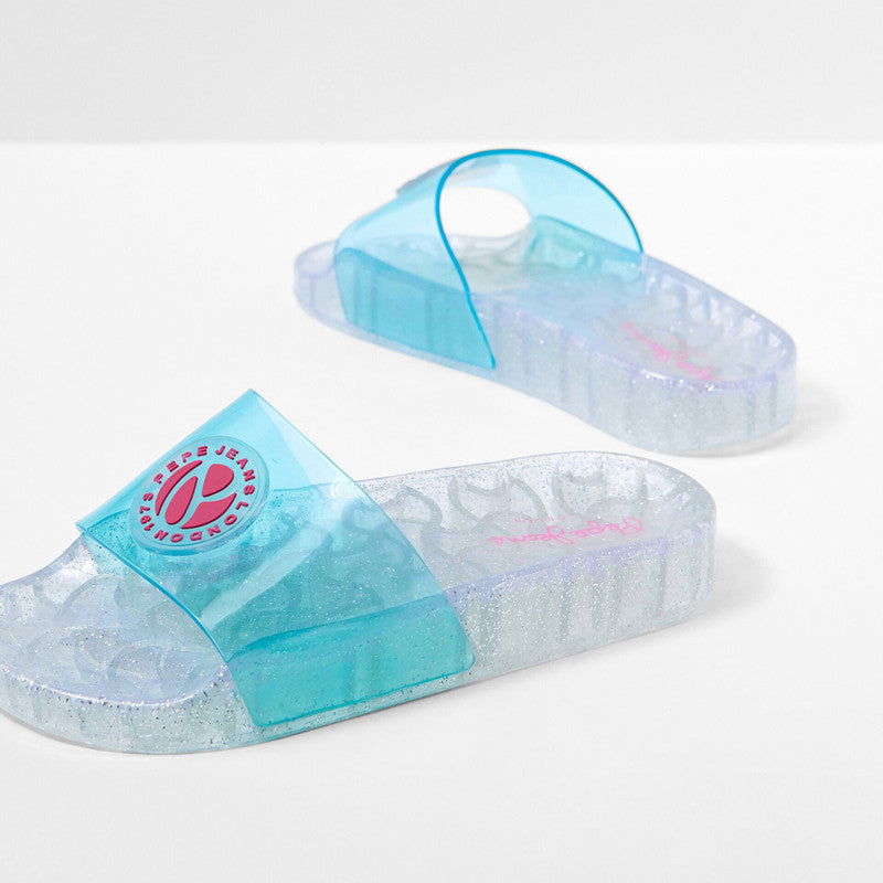 Pepe Jeans Klapki WAVE BADGE junior girl PGS70047-537 TURQUOISE -  - #tag1# - #tag2# - #tag3# - #tag4#