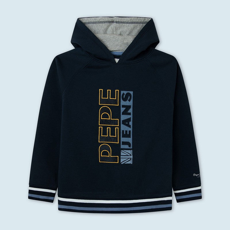 Pepe Jeans bluza z kapturem i haftowanymi literami JOHNNY junior chłopak PB581362-594 DULWICH -  - #tag1# - #tag2# - #tag3# - #tag4#