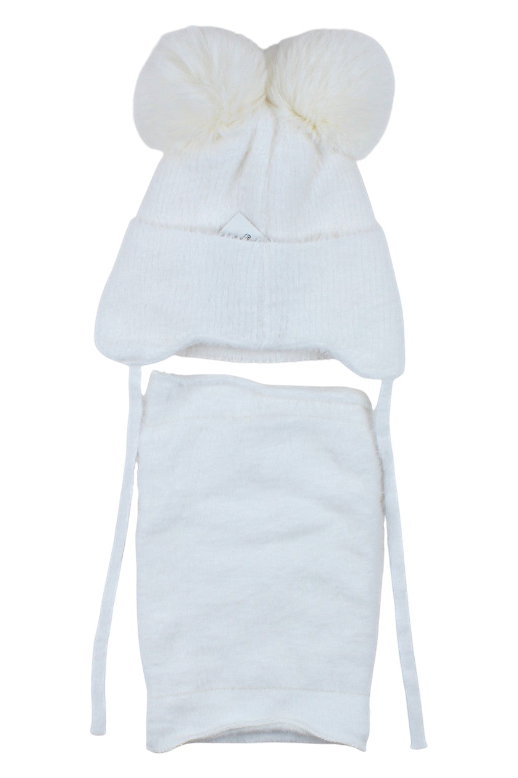 Komplet czapka i komin dziewczęcy kremowy Ambra A20-51125-28
