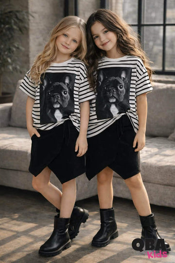T-shirt z pieskiem dziewczęca biały Qba Kids 3134-5226-3
