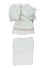 Komplet czapka i komin dziewczęcy krem Ambra J13-51125-28