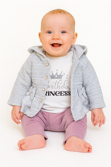 Komplet ze sweterkiem dziewczęcy popiel Arif Baby 1020-16725