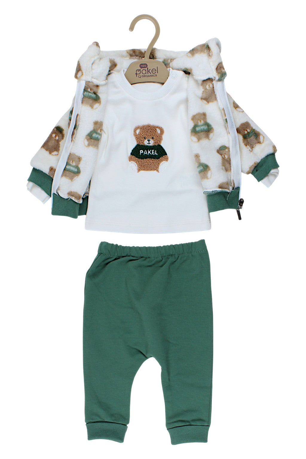 Komplet 3 części Miś chłopięcy zielony Pakel V-009-241025