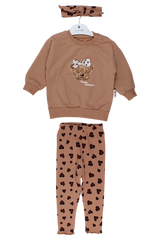 Komplet 3 części z opaską dziewczęcy czekolada Vovido V2812-11925