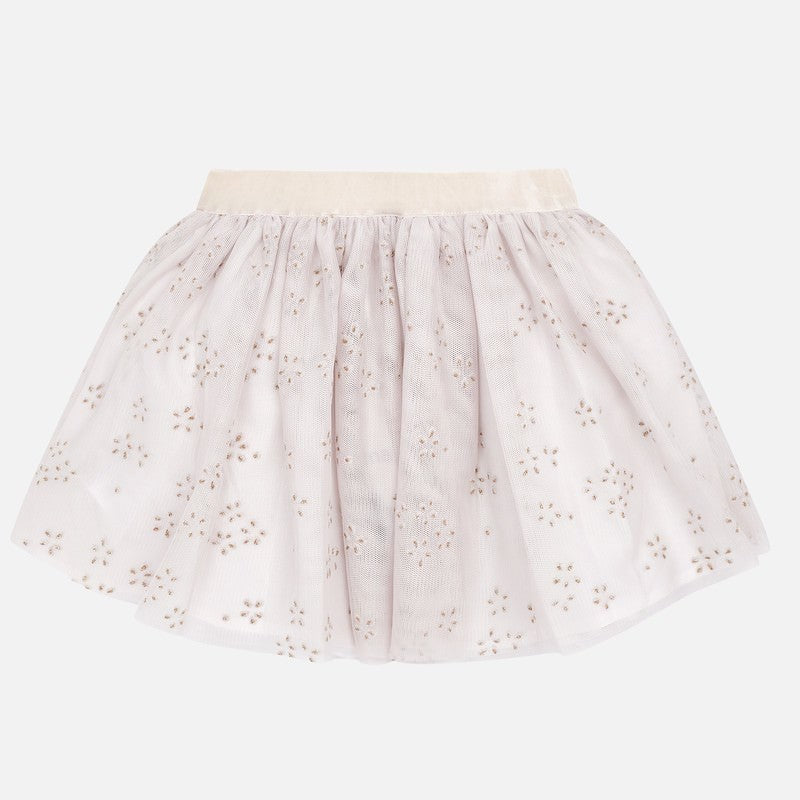 Tulle flock skirt with shine for girls Mayoral 4901-50 Beige