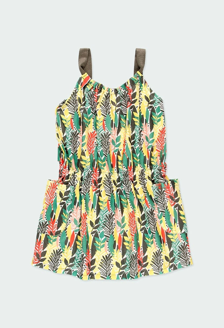 Printed dress for girls Boboli 444013-9807 color green