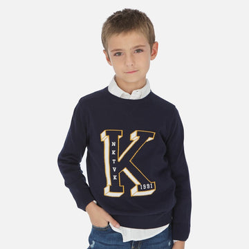 Embroidered boy's sweater Mayoral 6310-87 Navy blue