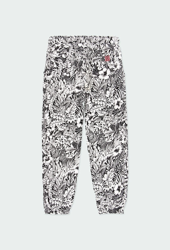 Girls' trousers Boboli 404020-9780 color black/white