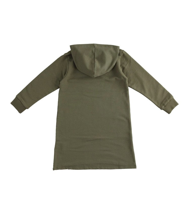 Girl's hooded dress iDO 1970-5557 color olive