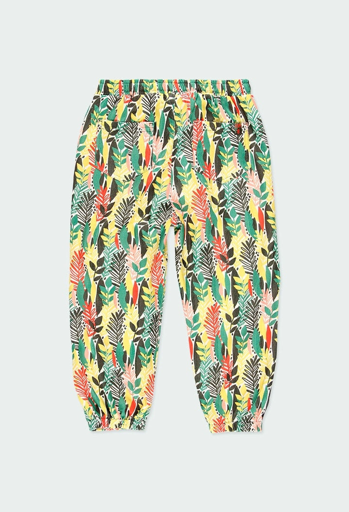 Printed trousers for girls Boboli 444046-9807 green